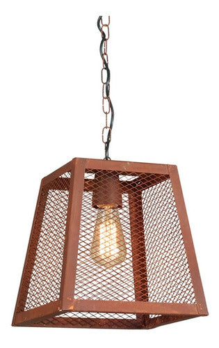 Vintage Oxidized Metal Mesh and Chain Pendant Lamp 0