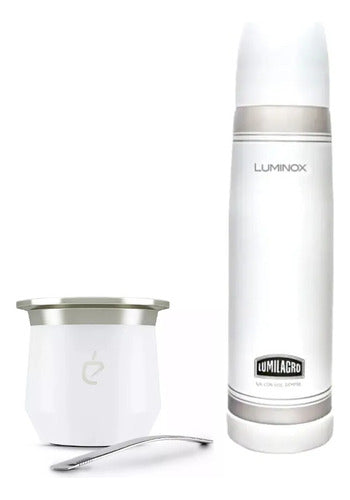 Lumilagro Set Termo Luminox Blanco + Un Mate 230ml + Bombilla 0