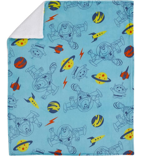 NoJo Disney Toy Story Aqua, Lime and Orange Buzz Lightyear Super Soft Sherpa Baby Blanket 1