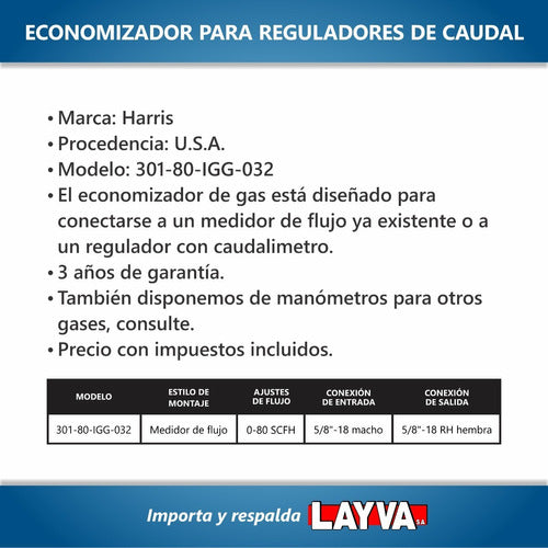 721309 Economizador Regulador De Caudal Gas Harris Manometro 1