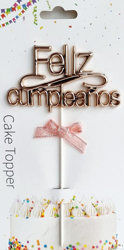 Happy Birthday Metallic Cake Topper Decoration X20 units 1