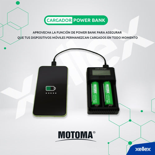 Motoma Combo Kit Cargador USB + Pila Motoma 18650 3000mAh 3