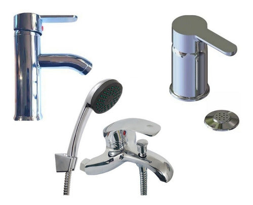 Mozart Low Lavatory + Bidet + External Shower Mixer Tap Set 0