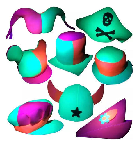 Generic Carioca Fluo Hat X 4 Fluorescent Fabric Party Cap 0