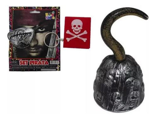 Party Store Pirate Set with Hook, Eye Patch, Hoop and Bandana 0