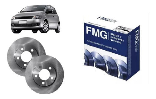 Kit 2 Discos De Freno Delanteros Vw Fox Suran Golf Polo 0