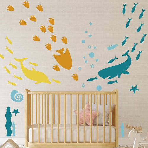 Vinilo Decorativo Pared [7svcy94q] Oceano Peces 1