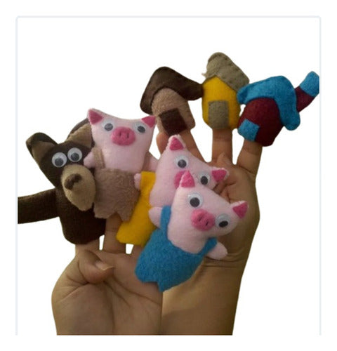 Títeres y cosas lindas 7 Finger Puppets Story The Three Little Pigs Piglets And The Wolf 0