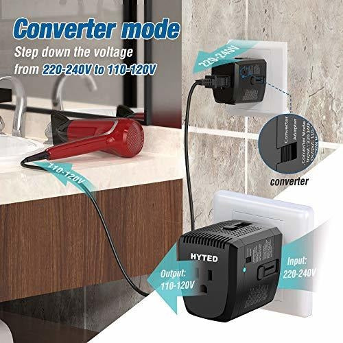 Hyted 2000Watts Travel Adapter and Voltage Converter Combo Reduction D 1