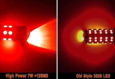 High Power 7W Bay15d 1157 7528 2057 Red LED Car Bulbs 3