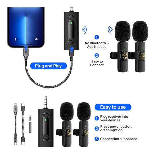 ArwySciI Wireless Lavalier Microphone for iPhone iPad Android Camera 3