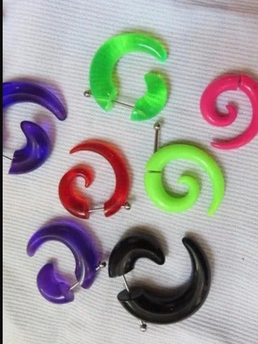 Acrylic Steel Spiral Fake Expander Horn Earrings Piercing 3-4 cm 13