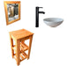 Rustic Wooden Vanity Set with Porcelain Basin + Faucet and Mirror 38