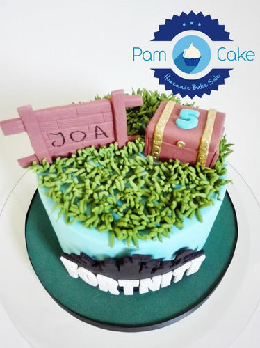 Torta Artesanal Fortnite Celeste Personalizada 6