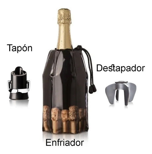 Vacu Vin Champagne Set Opener + Cooler + Stopper 1
