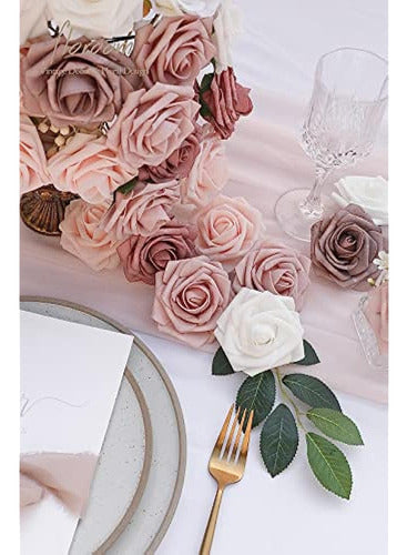 Floroom Artificial Flowers 25 Pieces Real Looking Dusty Rose 3