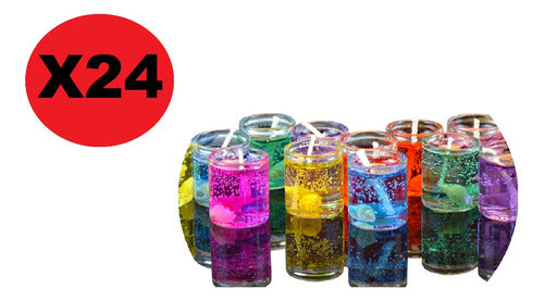 GALARIO PRODUCTOS Set of 24 Gel Color Candles in Glass Holders 1