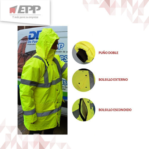 NUBUS Fluorescent Yellow Cold Jacket with Reflective Features - Sizes XS-S-M-L 3