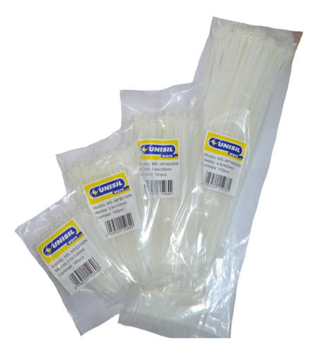 Unisil Cable Ties 3.6mm X 20cm White X 100 Units H Y T 0