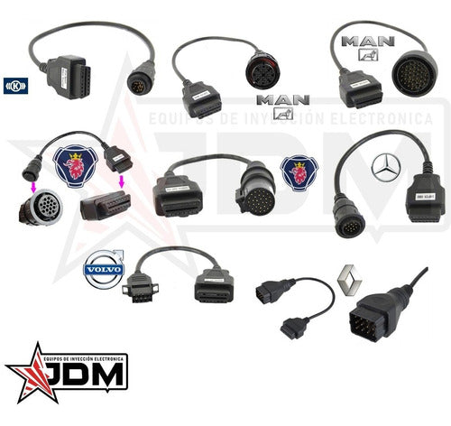 Kit Adaptadores Camiones OBD2 Delphi Autocom Scanner San Miguel JDM 4