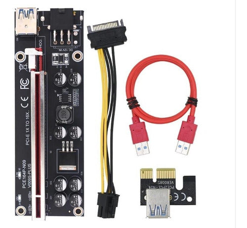 PCI-E 1x to 16x Riser V009s Plus PCIe Cable USB3.0 8 Capacitors 0