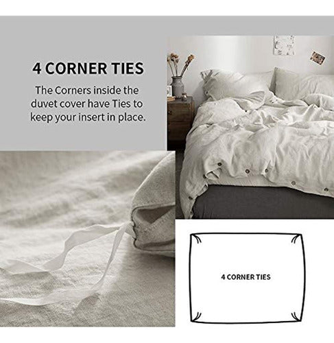 Simple&Opulence 100% Linen Duvet Cover Set, 3 Pieces 3