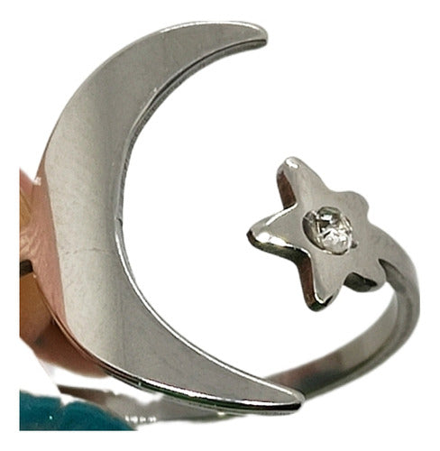 Mariann Moon Adjustable Luna Y Estrella Stainless Steel Ring 3