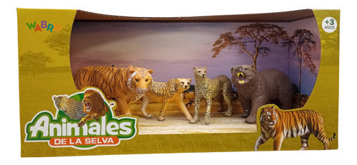 Wabro Jungle Animal Toy Family Tiger Bear Cheetahs Playsets X4 0