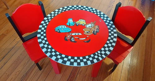 Hand-Painted Children's Table and Chairs Set Inspired by Cars 2