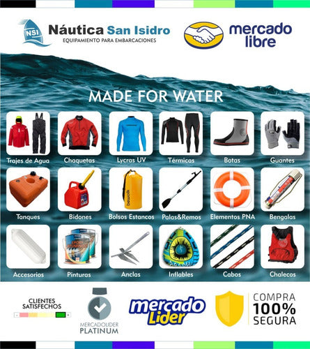 NSI Salva Espalda Náutico Para Velero 1,5m Tela UV Cordura 1