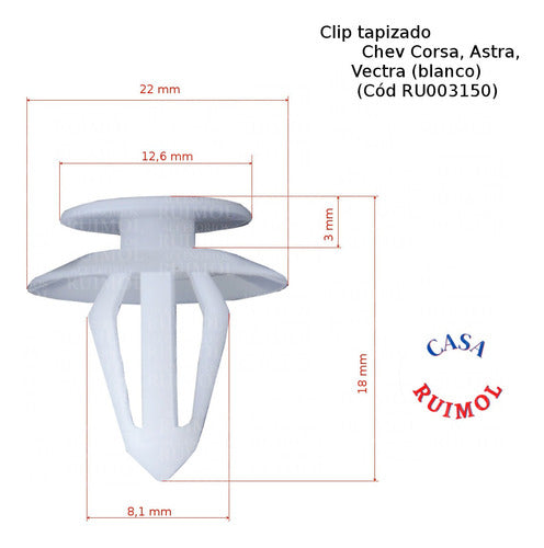 Clips Grampa Panel Interior Chevr Corsa, Astra, Classic X 10 2