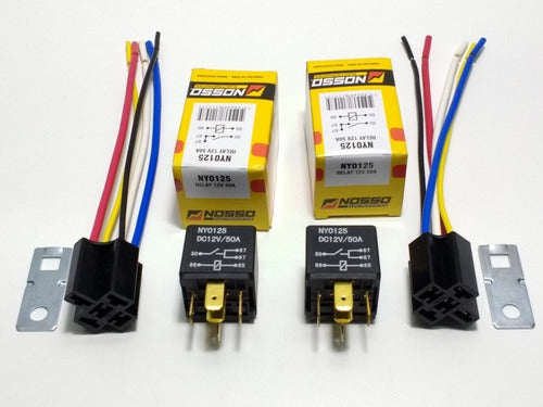 Kit 2 Relay Nosso Ny0125 Con 2 Fichas 5 Patas 12 Volt 50 Amp 5