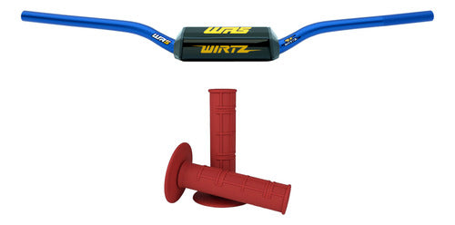 Wirtz WR5 28mm High Blue Handlebar + Red Grips 0