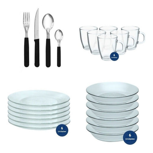 Marem Set De Vajilla 42 Piezas Cubiertos Color Platos Tazas 0