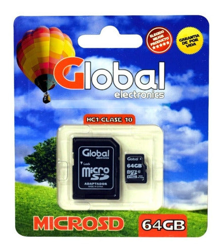 Global Electronics MicroSD Card 64GB + Adapter 0