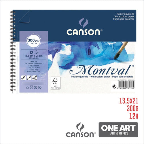 Canson® Montval® Watercolor Block 13.5x21 300g 12 Sheets 1