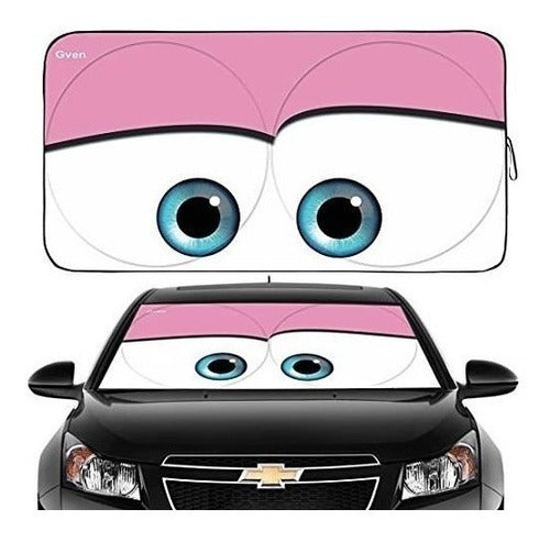 Parasol Para Auto/plegable/ojos Rayo Mcqueen Rosa 160 X80cm 0