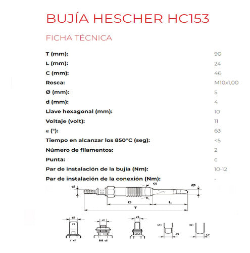 Bujia Precalentamiento Hescher Megane Clio 2 Kangoo F9q K9k 1