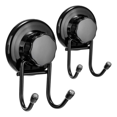 Sanno Suction Cup Hooks, Bathroom Wall, Kitchen, 2-Pack, Black 0