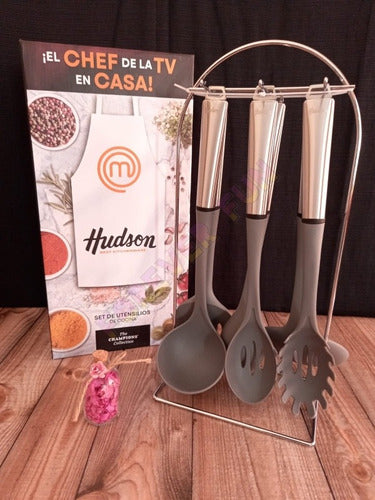 Utensilios Hudson X 6 Nylon Y Acero Inoxidable Con Soporte. 1