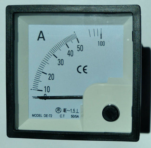 Amperímetro Analógico 50 Amper 72x72mm Para Conectar Con Ti 0