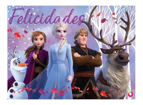 Cartel Feliz Cumpleaños Frozen Producto Oficial Cotillon 0