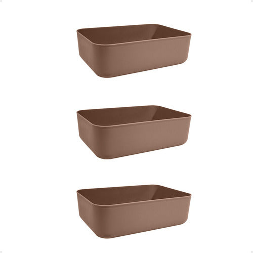 Set of 3 Small Organizer Baskets Boxes 26x18x8 Modern Design 42
