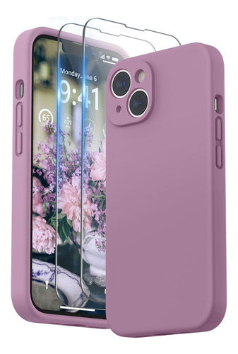 Surphy iPhone 14 Silicone Case with Individual Lens Protection - Lilac Purple 0