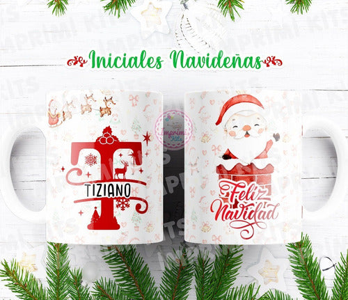 GANGAGRAM Diseños Navidad Tazas Alfabeto Diseño Sublimar Rojo #TN07 5