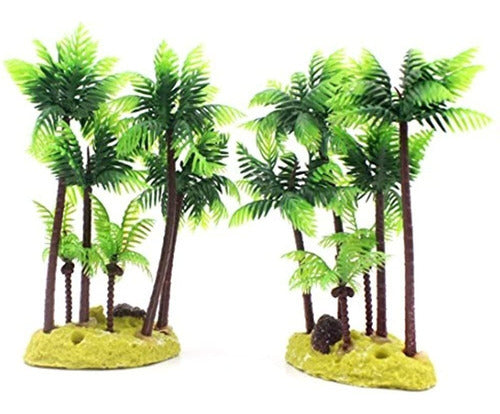 M2cbridge Set of 2 Plastic Coconut Tree Palm Plants for Fish Tank 4