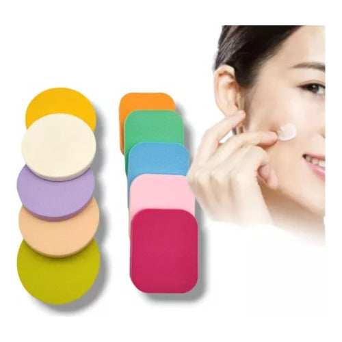 Makeup Sponge Applicator Set - Powder Base - Assorted Colors X10 0