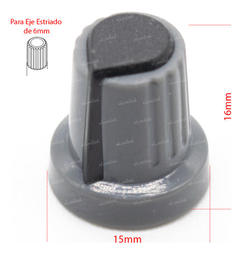 4 Gray and Black Ribbed Shaft Potentiometer Knobs 6mm Diameter 1