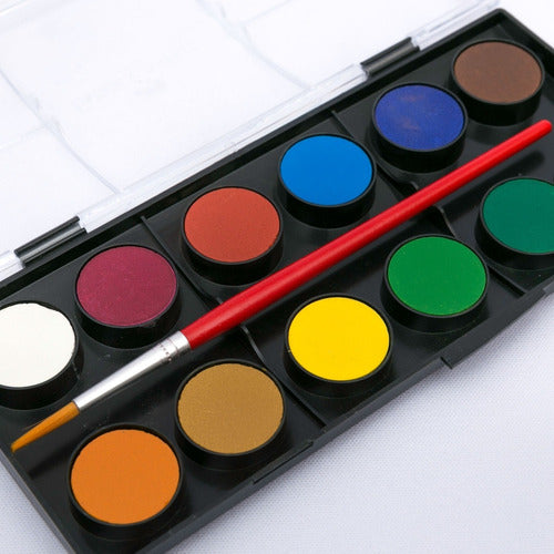 LB Watercolor Paint Set X 12 Colors + Brush 0