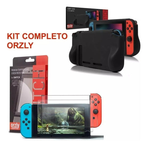 Orzly Nintendo Switch Kit Case + Tempered Glass Protector 7